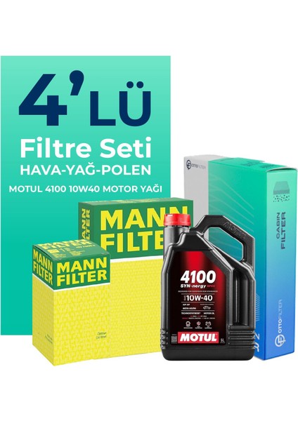 MANN Fiat Albea 1.2 Benzinli Filtre Bakım Seti Motul Motor Yağlı (2002-2008) 4 Lü