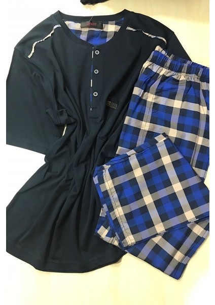 Erkek Kısa Kollu Pijama TAKIMI-2714-LACIVERT