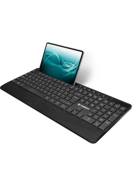 KM-9676 Siyah Multimedya Tablet-Telefon Standlı Kablosuz Q Klavye + Mouse