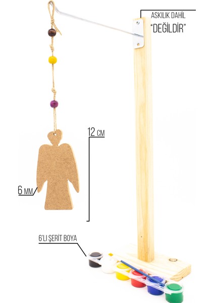 Neşeli Ahşap Melek Sarkaç Takımı. Duvar Süsü Oda Süsü Balkon Yazlık  Dekoru. Ahşap Boyama Etkinliği