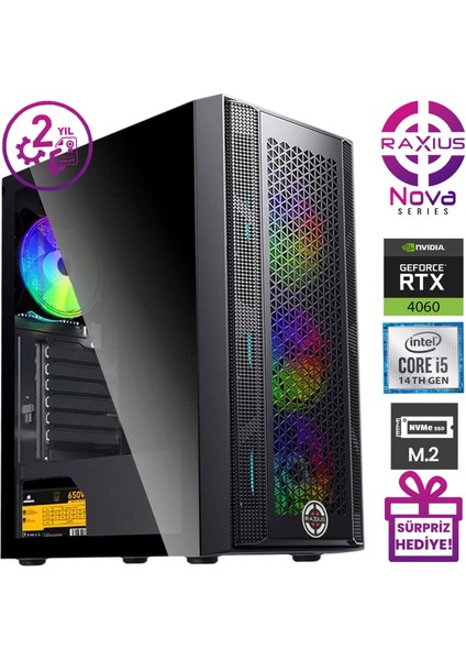 Nova G1 I5 4060-144A10 I5-14400F 32GB 512SSD RTX4060 W11P Gaming Masaüstü Bilgisayar