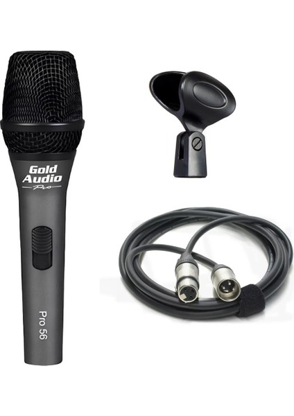 Gold Audio Pro-56 Profesyonel Vocal Dinamik Kablolu El Mikrofon 5 Metre Roxtone Kablo