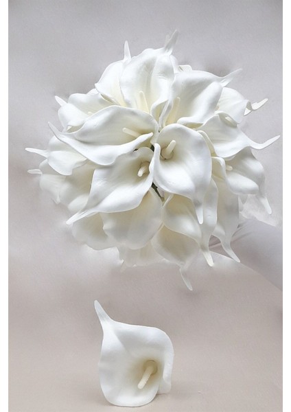 Beyaz Saten Saplı Gala Gelin Çiçeği Gerçekçi Görünüm ile Düğün Süslemesi İçin modelleri