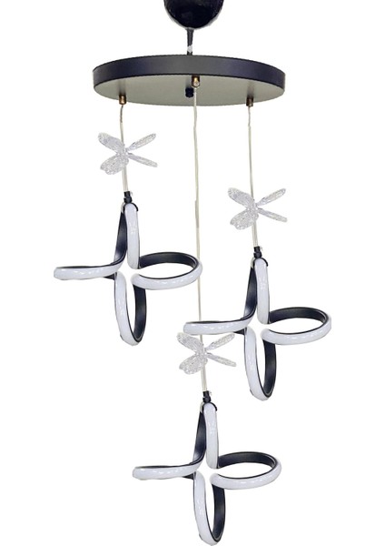Buse Led Avize 3lü Sarkıt Model Avize Siyah