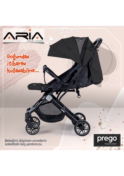 Aria Hafif Tek Elle Katlanır Kabin Boy Bebek Arabası Yağmurluk ve Çanta