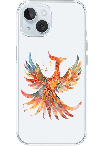 Apple iPhone 13 Uyumlu Anka Kuşu Desenli Silikon Kılıf