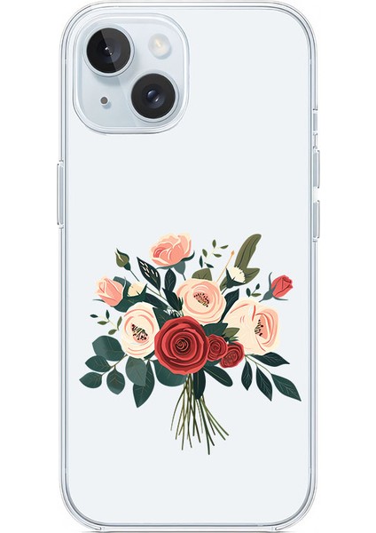 Apple iPhone 13 Uyumlu Çiçek Buketi Desenli Silikon Kılıf