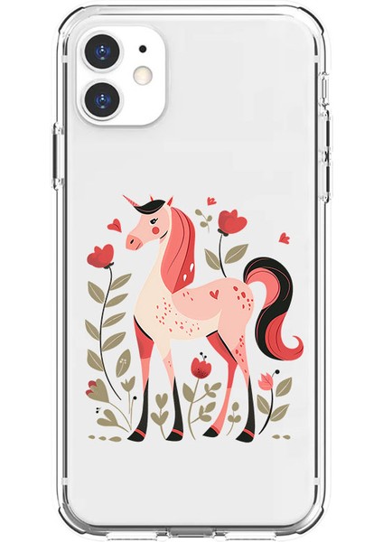 Apple iPhone 12 Uyumlu Tek Boynuz Desenli Silikon Kılıf
