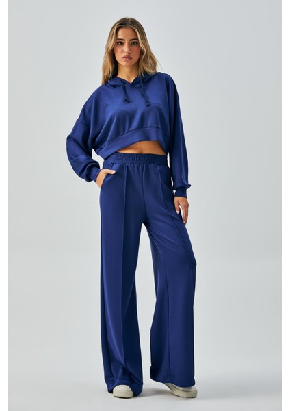 Kadın Indigo Oys Modal Kapüşonlu Sweatshirt ve Beli Lastikli Pantolon Alt/üst Takım 28031