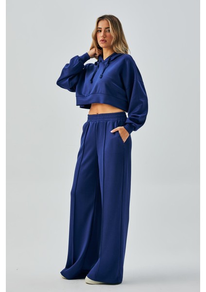 Kadın Indigo Oys Modal Kapüşonlu Sweatshirt ve Beli Lastikli Pantolon Alt/üst Takım 28031