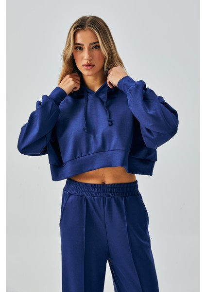 Kadın Indigo Oys Modal Kapüşonlu Sweatshirt ve Beli Lastikli Pantolon Alt/üst Takım 28031