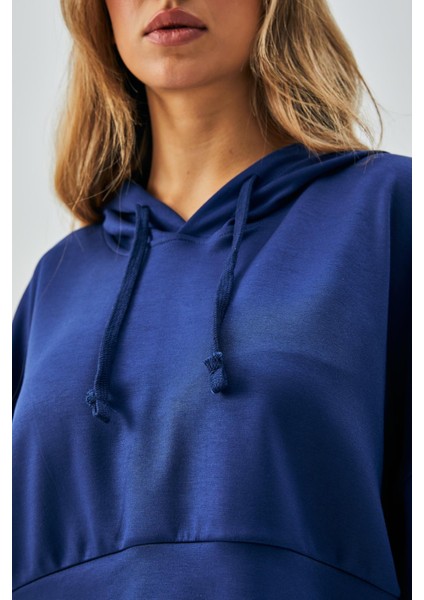 Kadın Indigo Oys Modal Kapüşonlu Sweatshirt ve Beli Lastikli Pantolon Alt/üst Takım 28031