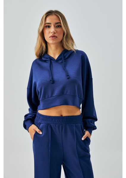 Kadın Indigo Oys Modal Kapüşonlu Sweatshirt ve Beli Lastikli Pantolon Alt/üst Takım 28031