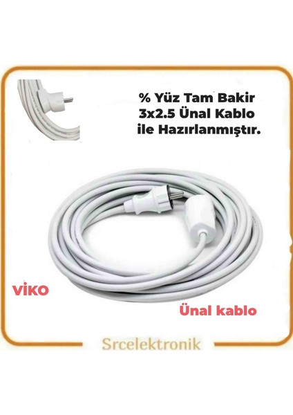 Tekli Askılı Ünal Kablolu ( 12 ile 40 Metre) 3x2.5 Ünal Kablo Seyyar Topraklı Uzatma ( 3x2.5 Ünal Kablo Tam Bakır) Ttr Kablo HO5VV