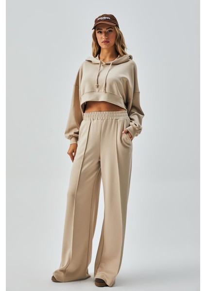 Kadın Taş Oys Modal Kapüşonlu Sweatshirt ve Beli Lastikli Pantolon Alt/üst Takım 28031 indirimleri
