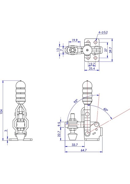 GH-12055-U Dikey Geçişli Kelepçe | 91 kg Kapasiteli Kelepçe - Montaj ve Sabitleme İşleri için