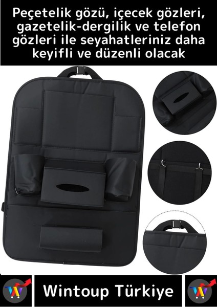 Özel Model Sağlam Keçe Elastan Üretim Pratik Sök Tak Oto Koltuk Arkası Çok Fonksiyonlu Organizer