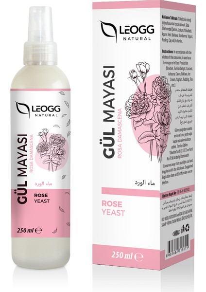 Natural Gül Suyu - Mayası Aydınlatıcı Tonik %100 Doğal 250 ml