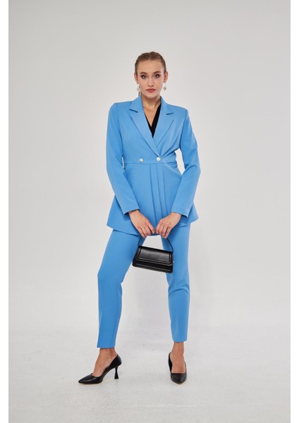 Pile Detay 2 Düğme Takım Indigo