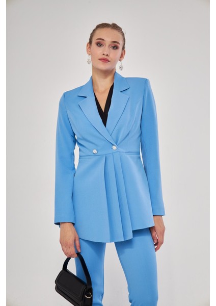 Pile Detay 2 Düğme Takım Indigo modelleri