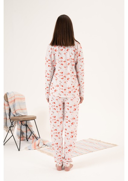 Kadın Termal Önü Düğmeli Pijama Takımı 24495 Ekru indirimleri