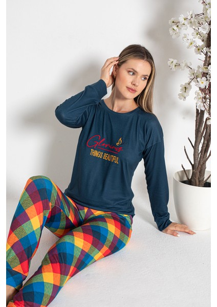 Kadın Termal Pijama Takımı 24483 Lacivert