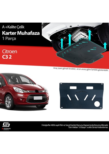 S-Dizayn Citroen C3 Çelik Karter Muhafaza 2009-2016 A+ Kalite