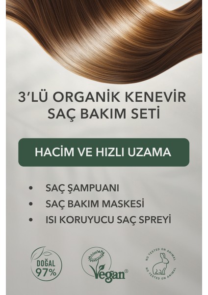 Özel 3’lü Saç Bakım Seti: Saç Şampuanı + Saç Bakım Maskesi + Isı Koruyucu Saç Spreyi Uzama