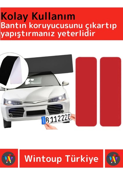 Yağmur Rüzgar Neme Ekstra Güçlü Isıya Dayanıklı 9,5 x 3 cm Çift Taraflı Plaka Bandı 24 Adet
