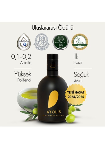 Premium Gurme Memecik Zeytinyağı 500 Ml Ödüllü Yüksek Polifenollü Erken Hasat Soğuk Sıkım Natürel Sızma Zeytinyağı