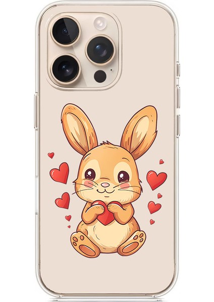 Apple iPhone 13 Pro Max Uyumlu Aşık Tavşan Desenli Silikon Kılıf