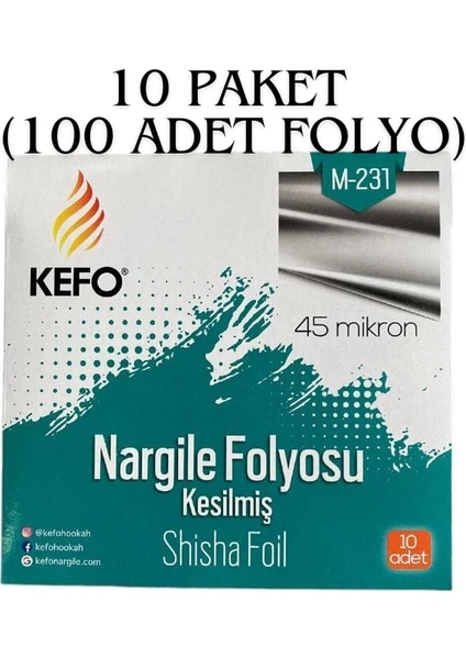 10 Paket(100 Adet) Hazır Kesilmiş Nargile Folyosu