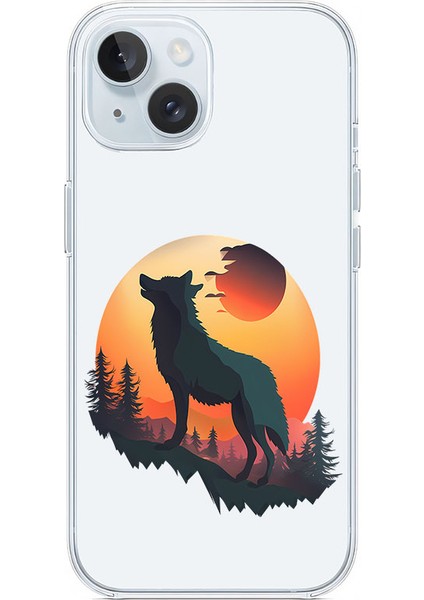 Apple iPhone 14 Plus Uyumlu Uluyan Kurt Desenli Silikon Kılıf