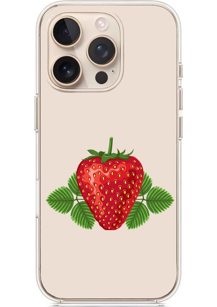 Apple iPhone 13 Pro Max Uyumlu Çilek Desenli Silikon Kılıf