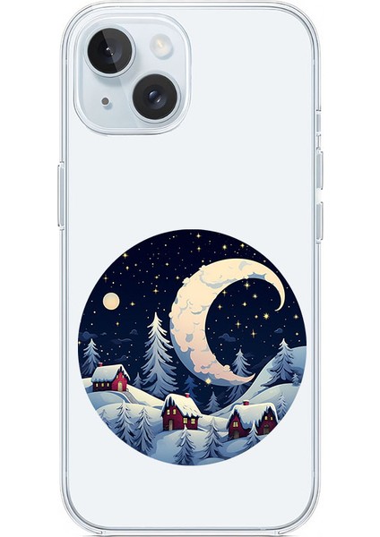 Apple iPhone 14 Plus Uyumlu Kış Köyü Desenli Silikon Kılıf