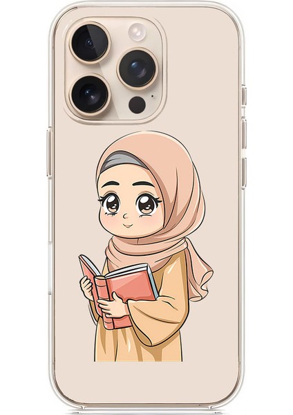 Apple iPhone 12 Pro Max Uyumlu Kitap Kızı Desenli Silikon Kılıf