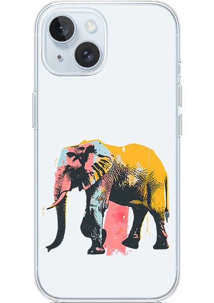 Apple iPhone 14 Plus Uyumlu Renkli Fil Desenli Silikon Kılıf