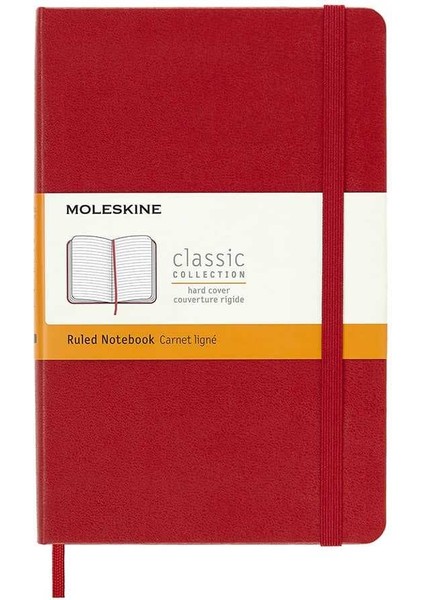 Sert Kapak Çizgili Defter M Boy 11,5X18 cm 208 Sayfa Scarlet Kırmızı