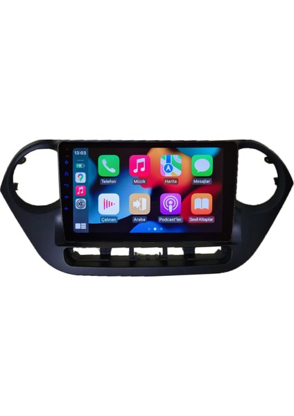 Hyundai I10 (2012-2019 Yıl) Multimedya Android Sürüm 13 Kablosuz Carplay Navigasyon 9 Inç Ekran 4G Ram + 32GB Hafıza Çerçeveli ve arka görüş kameralı modelleri