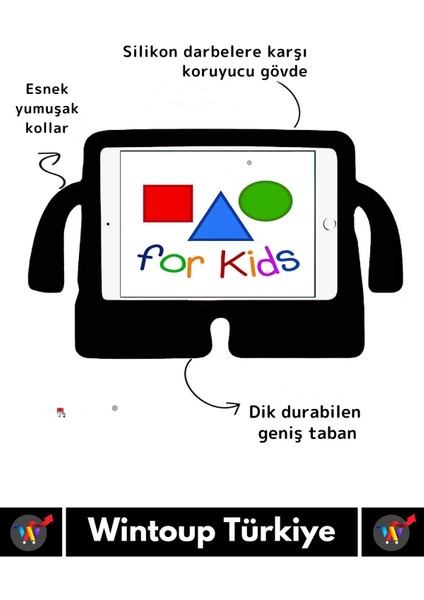 Premium Apple Ipad 7.8.9. Nesil 10.2 Inch Silikon Yumuşak Tutacaklı Tam Koruma Çocuk Tablet Kılıfı