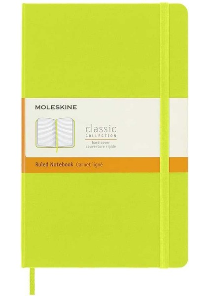Sert Kapak Çizgili Defter L Boy 13X21 cm 192 Sayfa Limon Yeşili