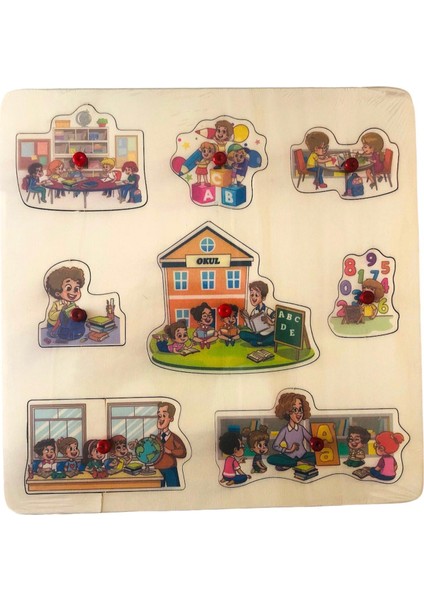 Okulumuz Puzzle Kulplu 33X33 cm Anaokulu Malzemeleri