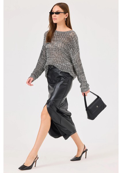 Kadın Yırtmaçlı Suni Deri Etek 0010 Siyah fiyatları