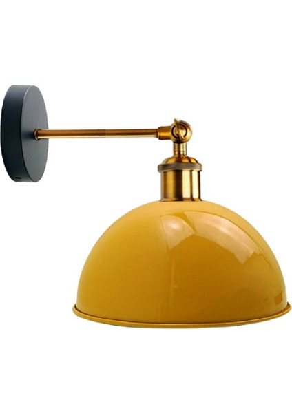 Vintage,Retro,Rustik Açık Sarı 1xe27 Eskitme Duylu Masallı Tekli Duvar Aplik Şapka Çap:23cm