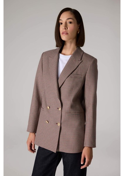 Sorbe x DeFacto Regular Fit Ceket Yaka Desenli Düğmeli Blazer Ceket D9883Ax24AU fırsatları