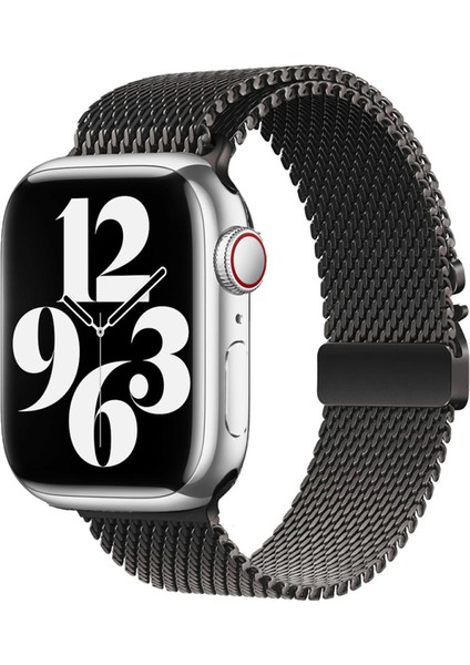Apple Watch 45MM Kordon Şık Metal Hasır KRD-121