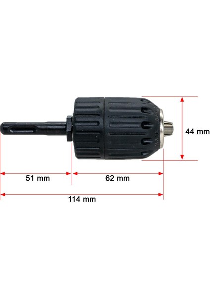 6258 Anahtarsız Plastik Mandren 2-13 mm 1/2"-20UNF (Sds Plus Saplı)