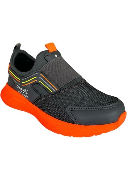 Çocuk Lastikli Spor Ayakkabı Füme - Turuncu