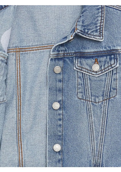 Lcw Kids Asit Yıkamalı Gömlek Yaka Basic Kız Çocuk Jean Ceket modelleri