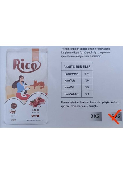 2 Kilo Kuzu Etli Yetişkin Kedi Maması